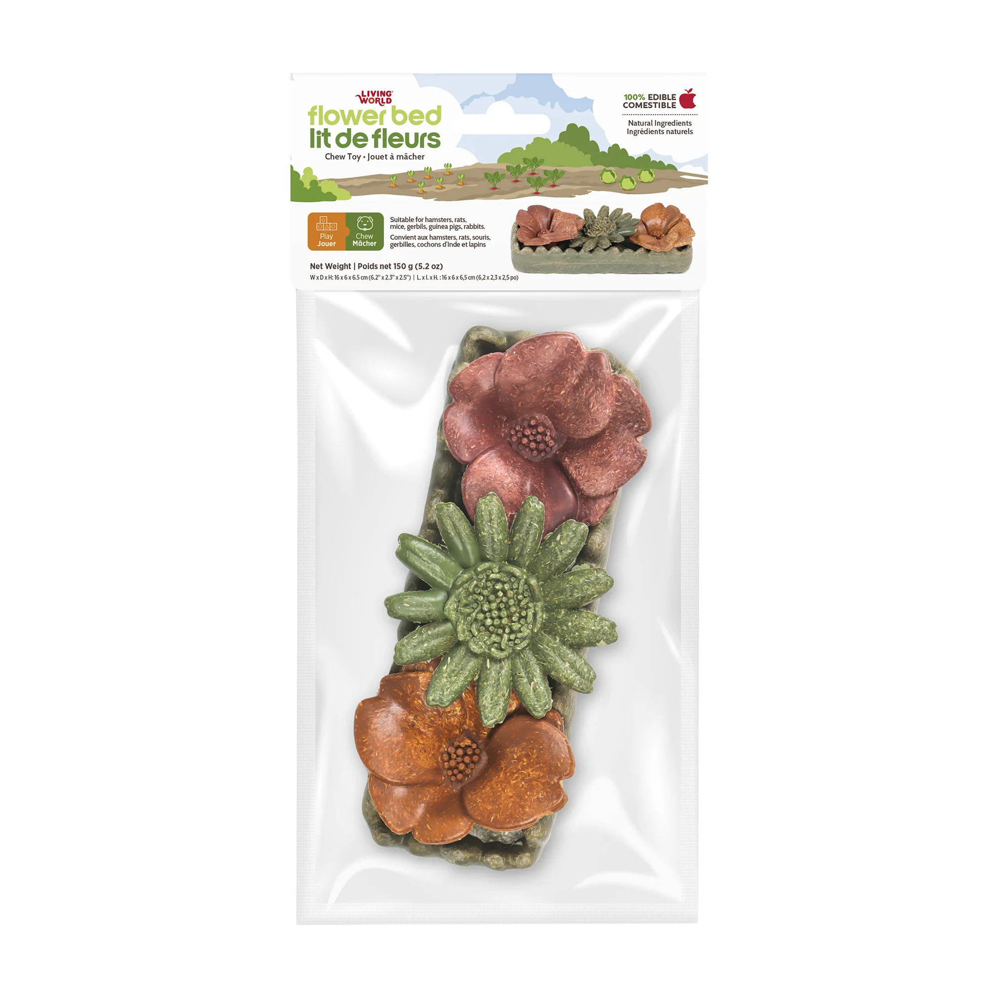 Living World Edible Flower Bed Chew Toy for Small Animals - Image 2