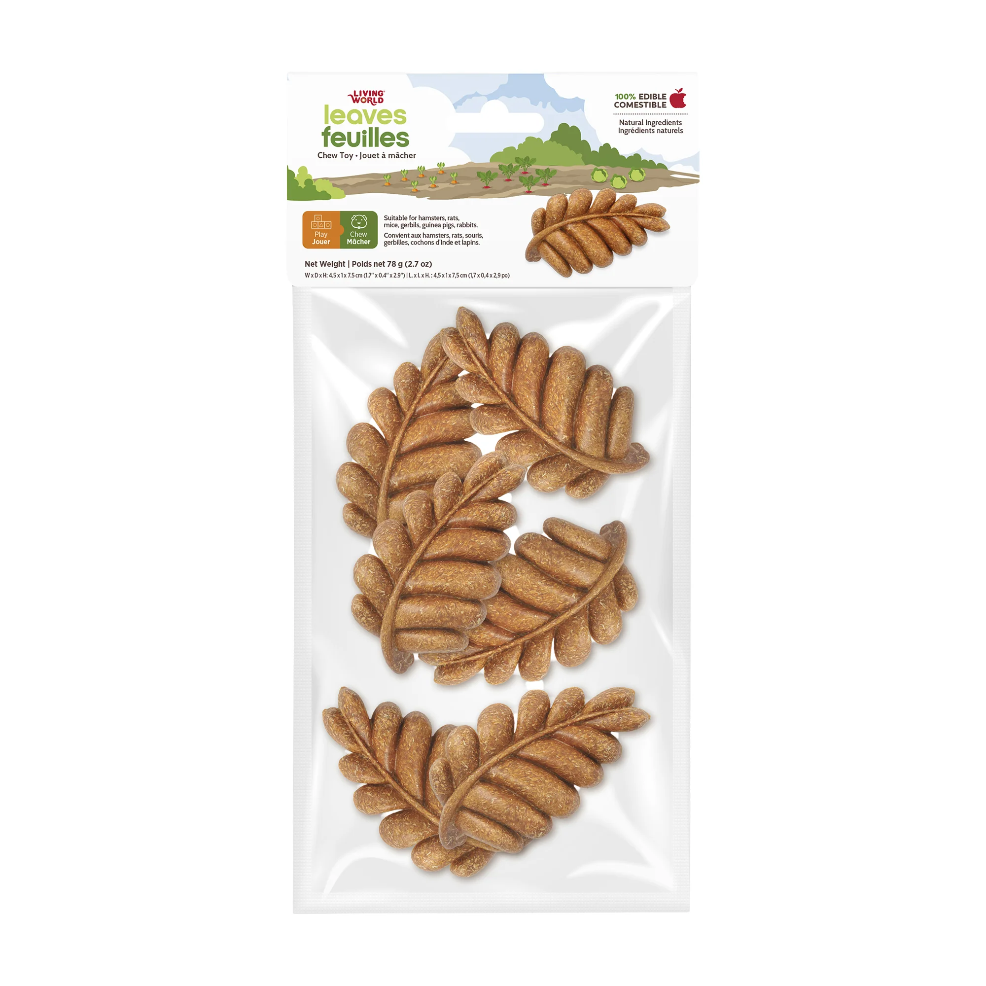 Living World Edible Leaves Chew Toy for Small Animals - 6 Pack