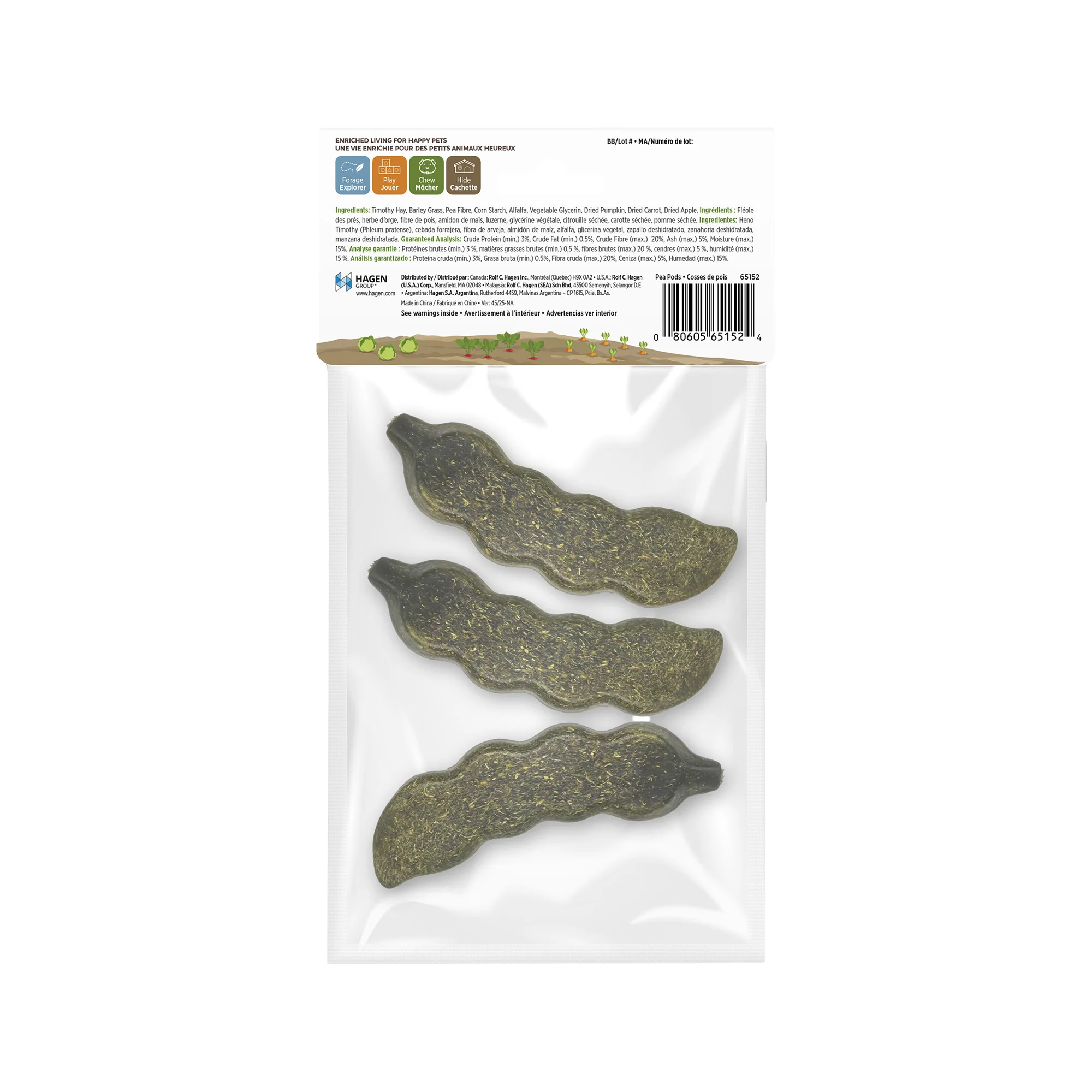 Living World Edible Pea Pods Chew Toy for Small Animals - 3 Pack - Image 2