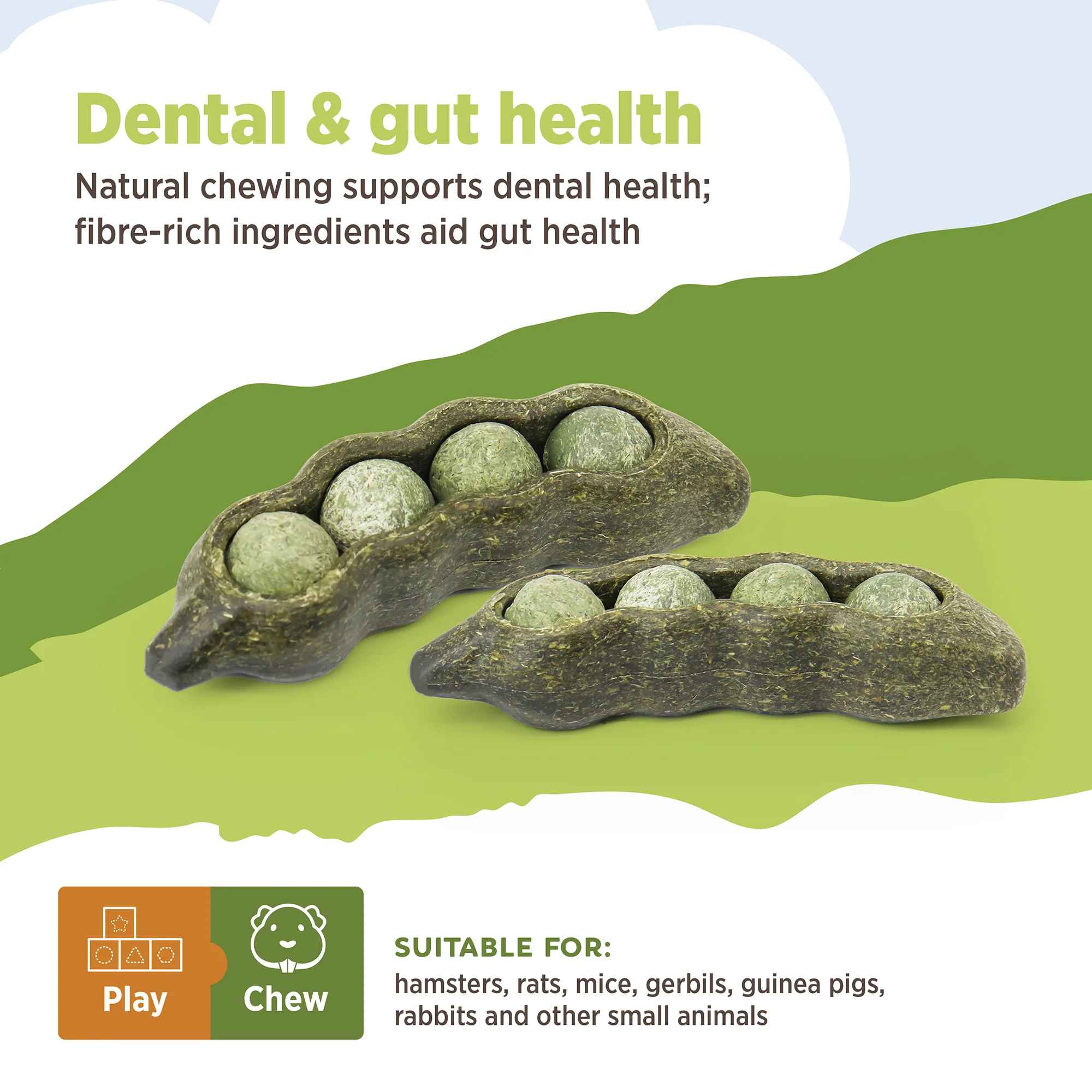 Living World Edible Pea Pods Chew Toy for Small Animals - 3 Pack - Image 4