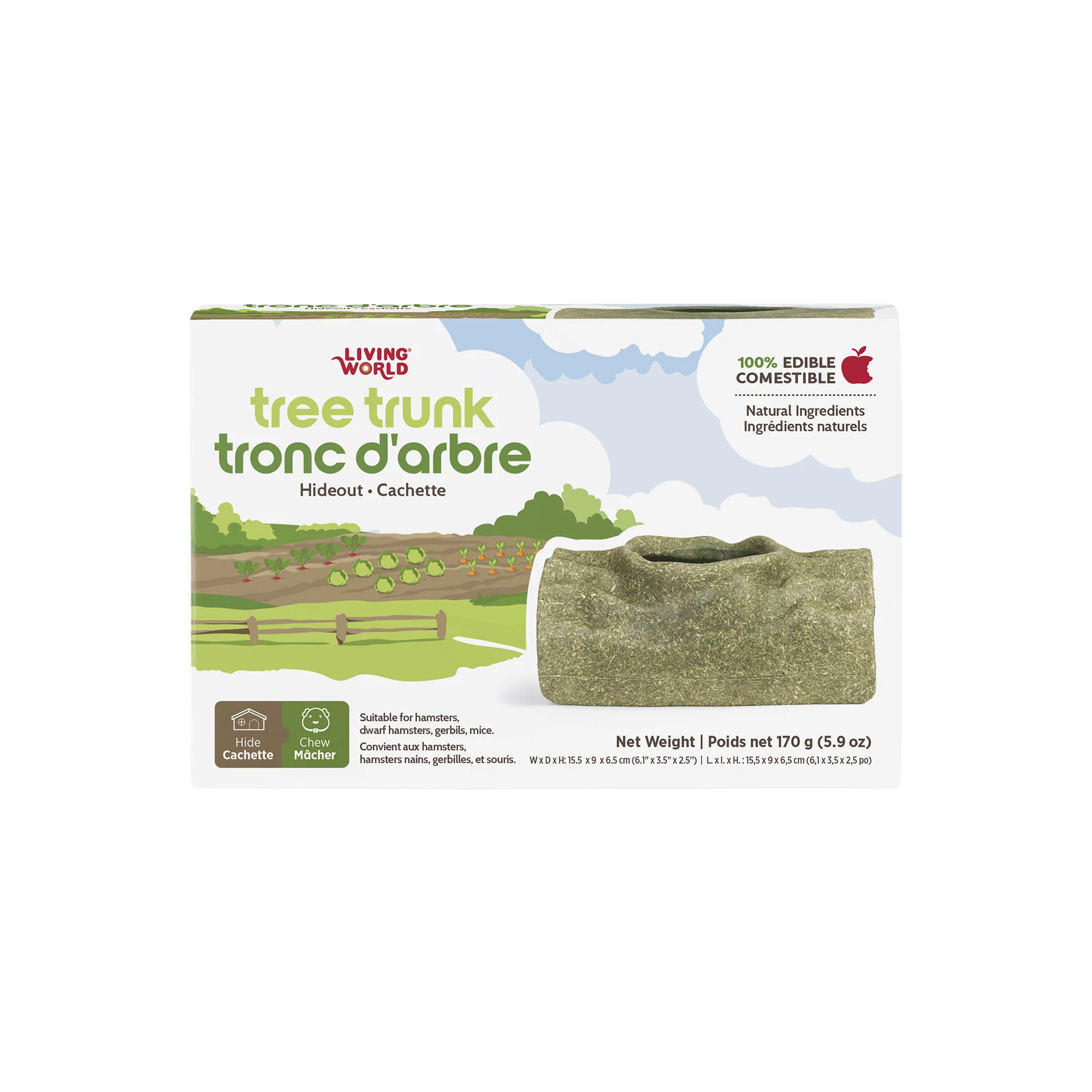 Living World Edible Tree Trunk Hideout for Small Animals - Image 2