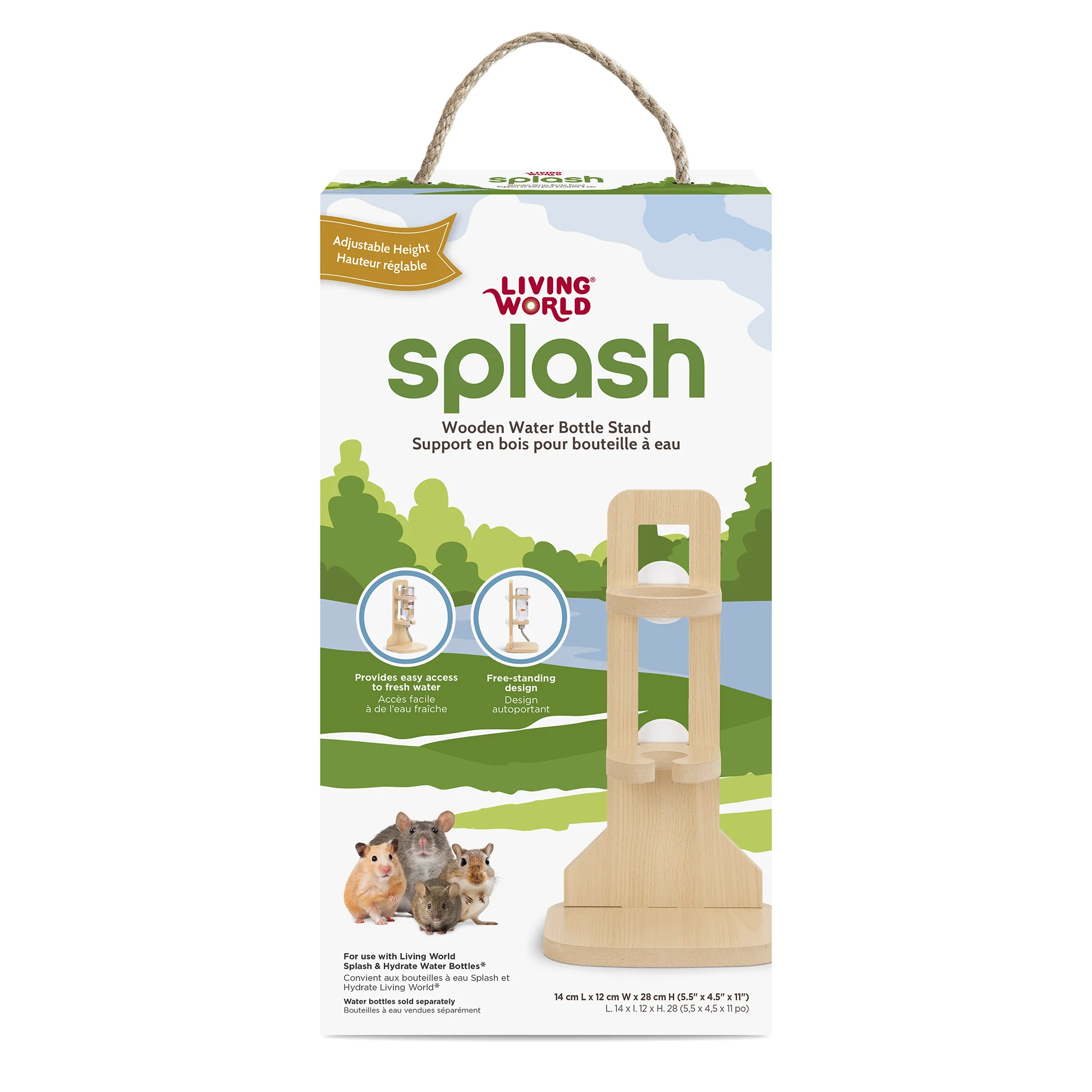Living World Splash Wooden Water Bottle Stand for Small Animals - Image 2