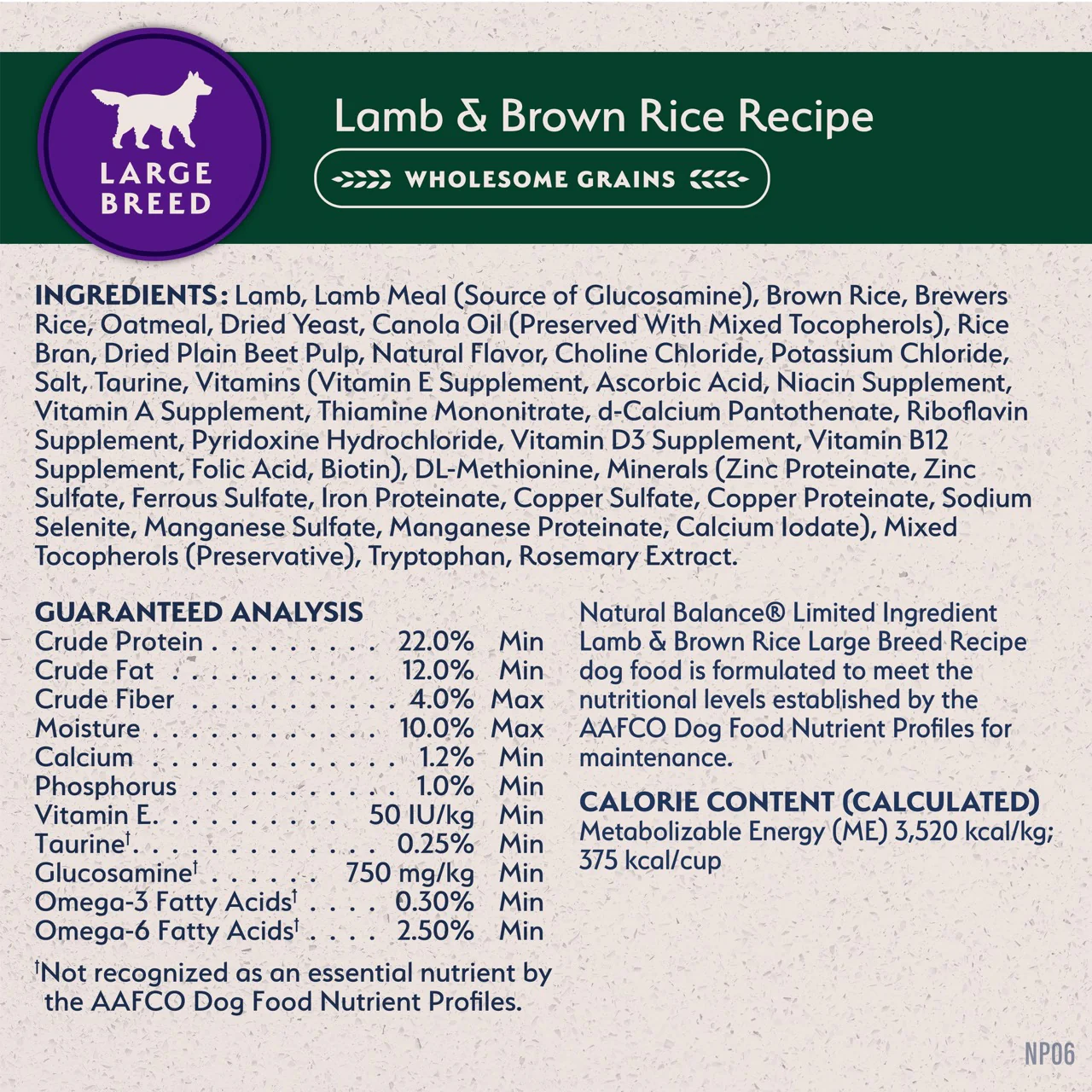 Natural Balance Limited Ingredient Large Breed Lamb & Rice Dog Food - Image 7