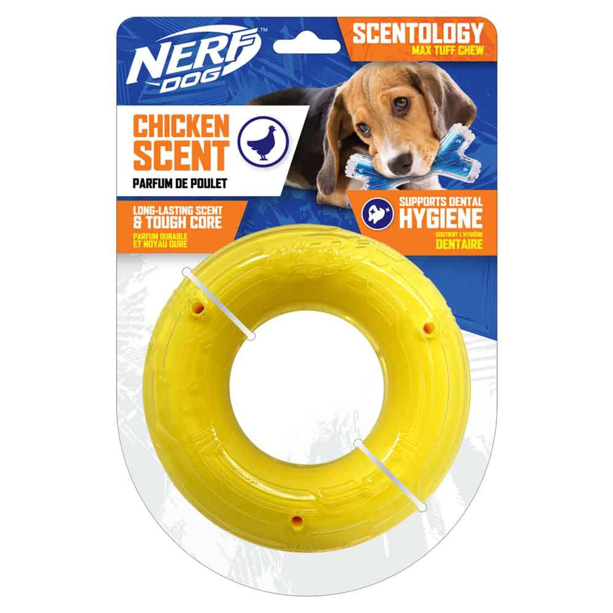 Nerf Scentology Dog Toy Chicken Scented Large Yellow Ring - Image 2