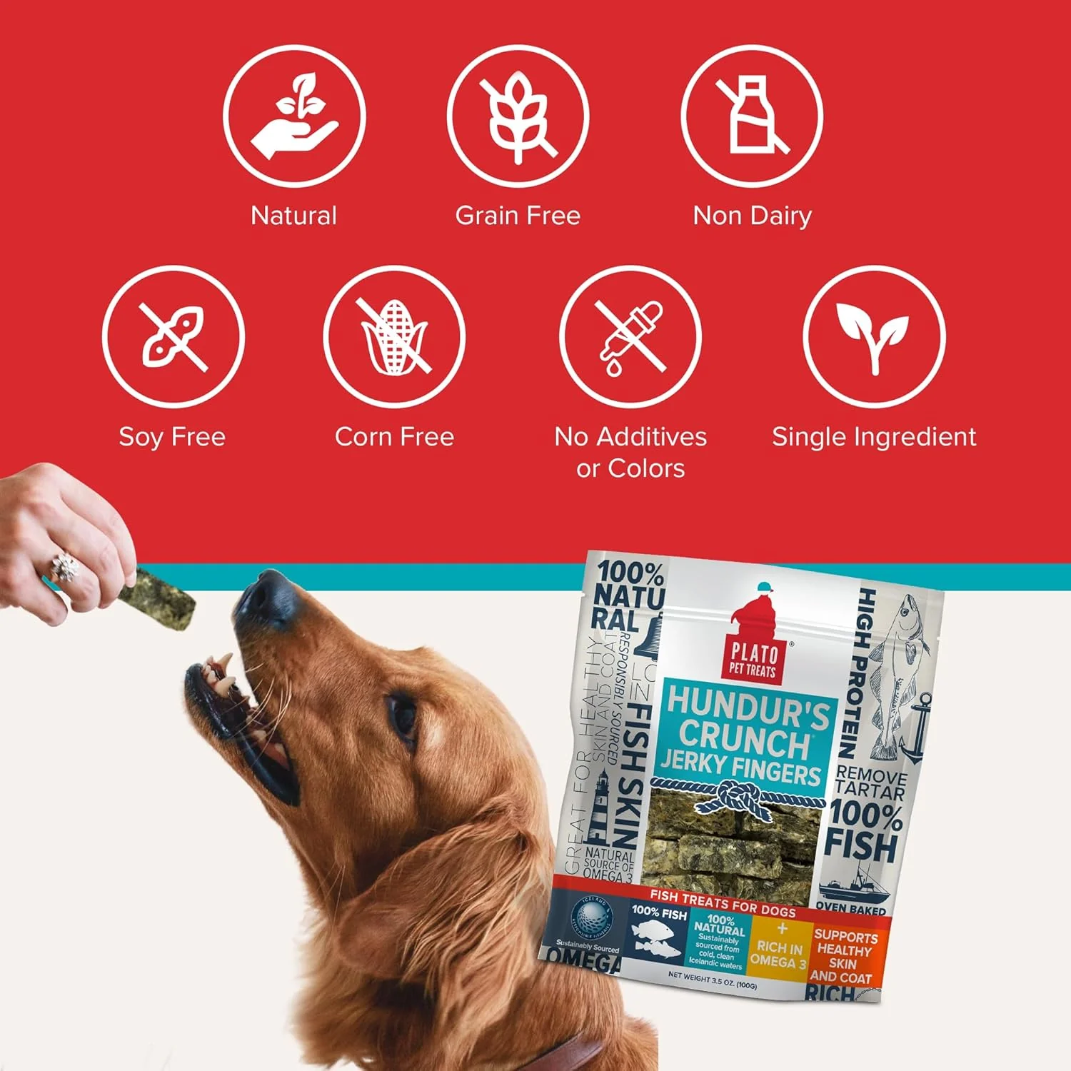 Plato Pet Hundur's Crunch Jerky Fingers Cod Skin - Image 6
