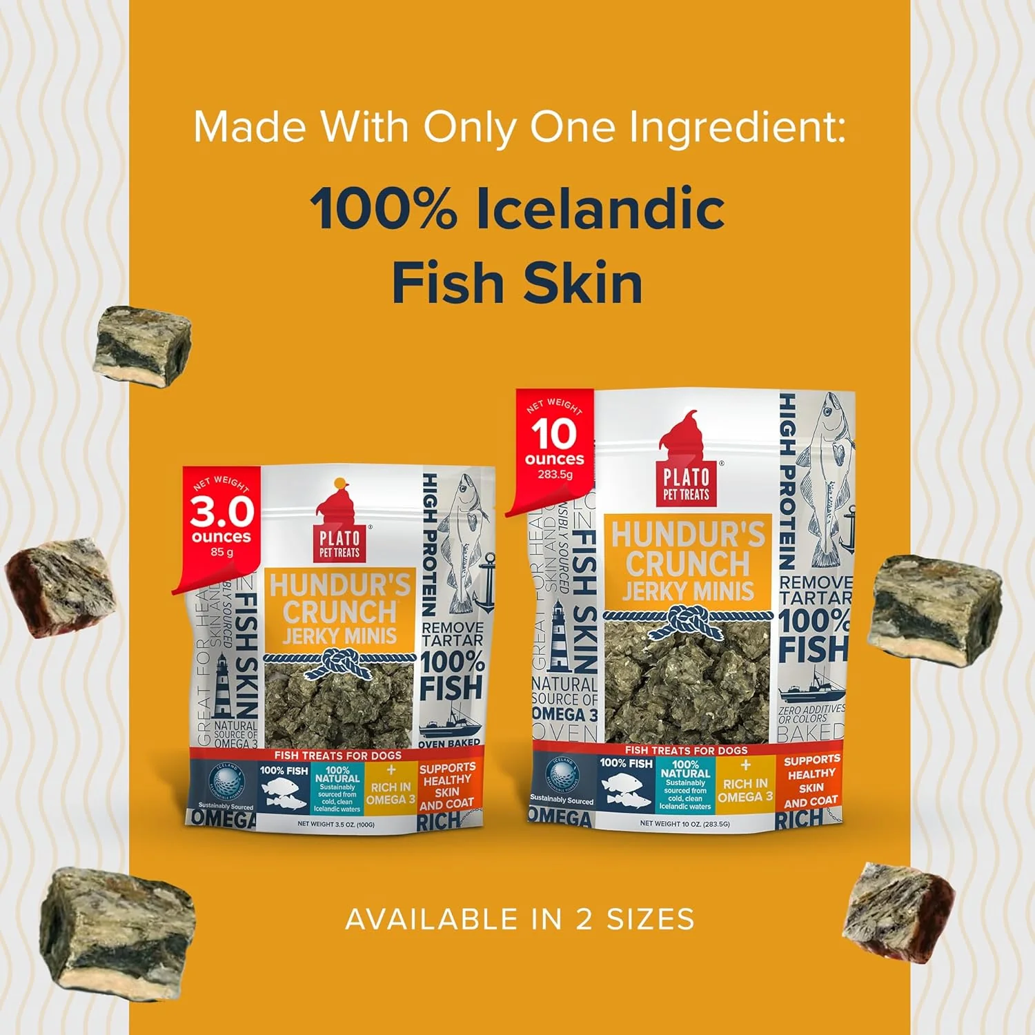 Plato Pet Hundur'S Crunch Jerky Minis Fish Skin - Image 5