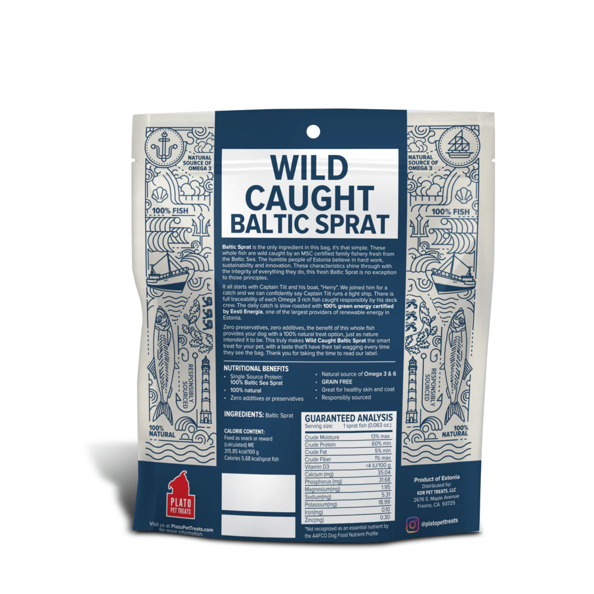 Plato Pet Treats Wild Caught Baltic Sprat Fish Dog Treats - Image 2