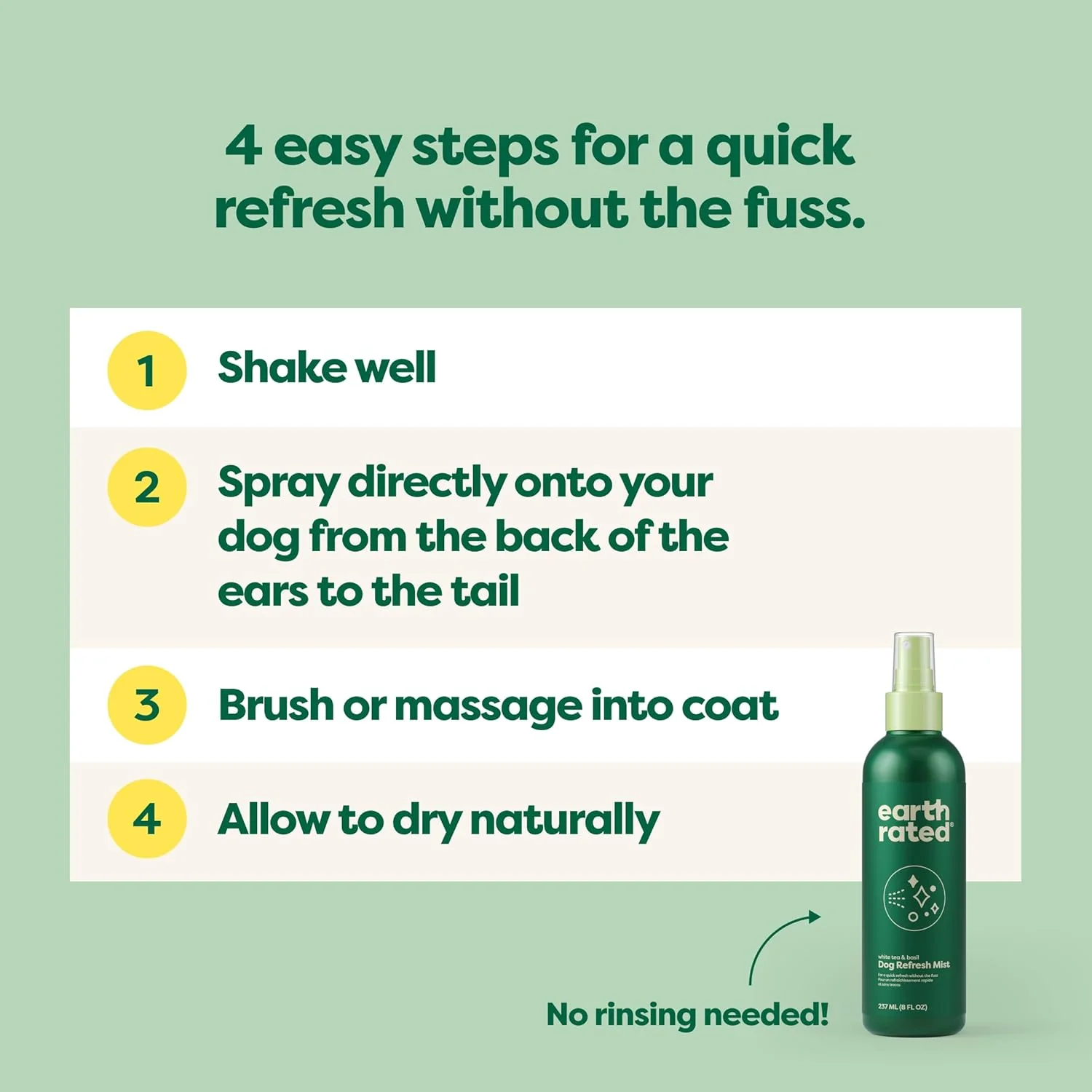 Earth Rated Deodorizing & Odor-Eliminating Spray for Dogs & Puppies White Tea & Basil Scent - Image 5