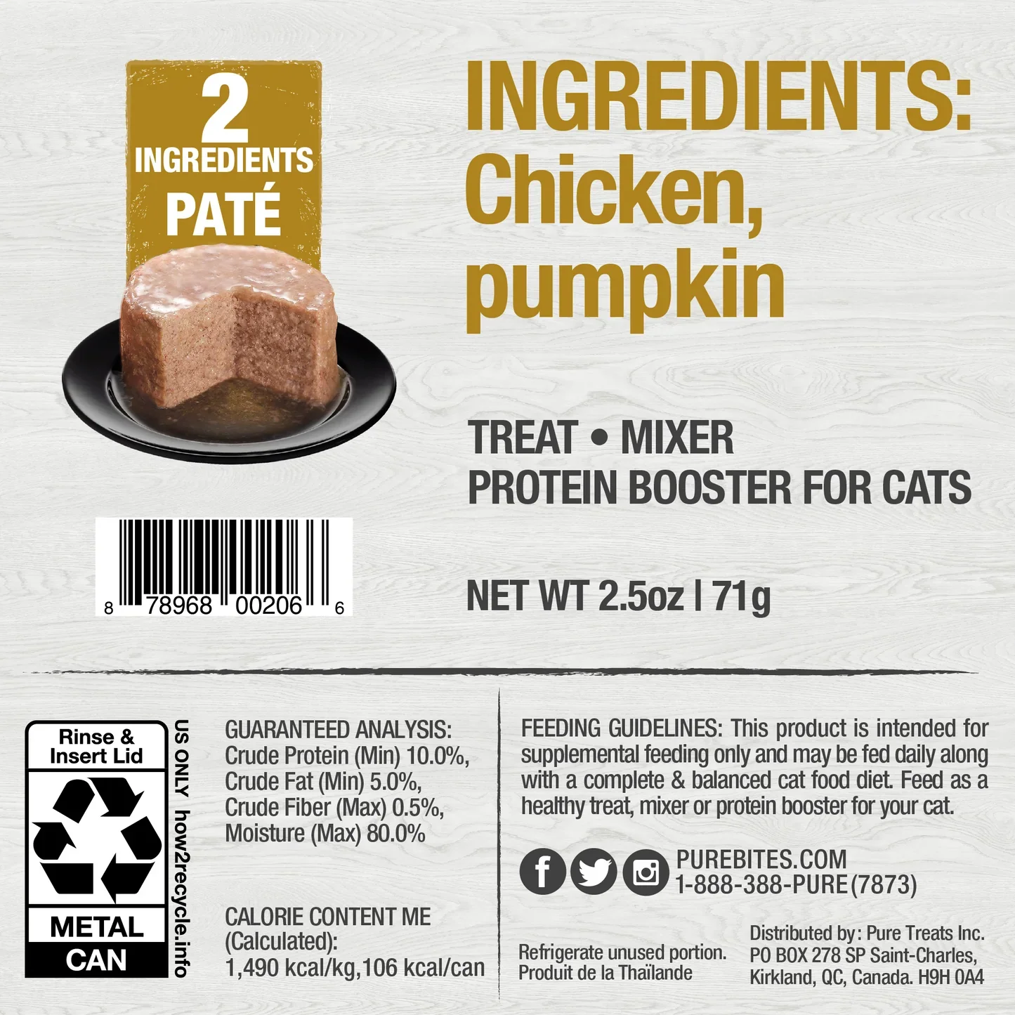 Pure Bites Cat Can 100% Pure Chicken And Pumpkin Topper - Image 2