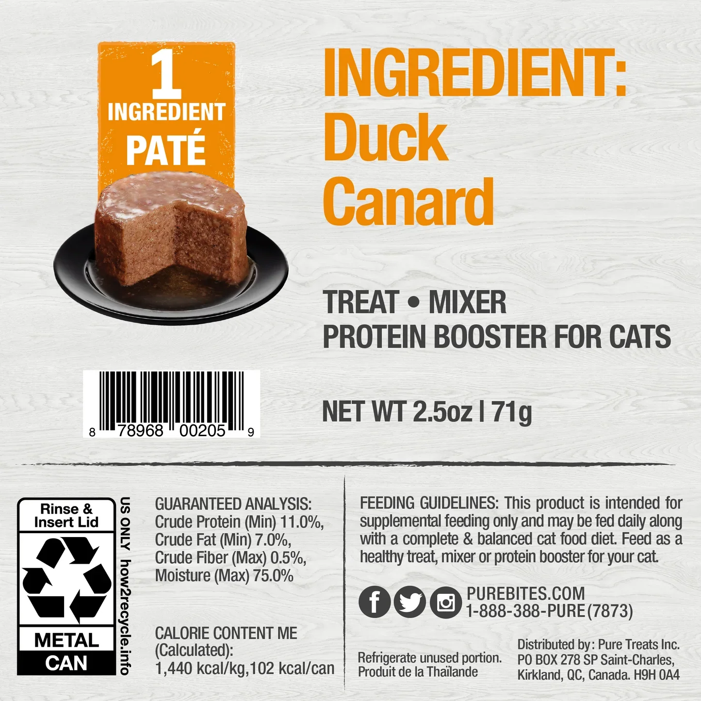 Pure Bites Cat Can 100% Pure Duck Topper - Image 2
