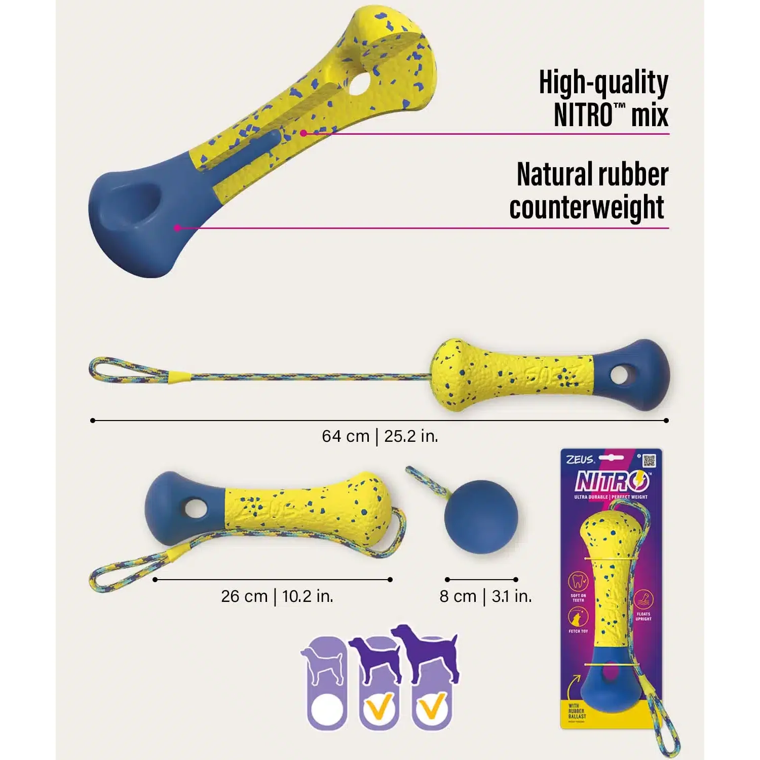 Zeus Nitro Weighted Buoy With Rope Dog Toy - Image 2
