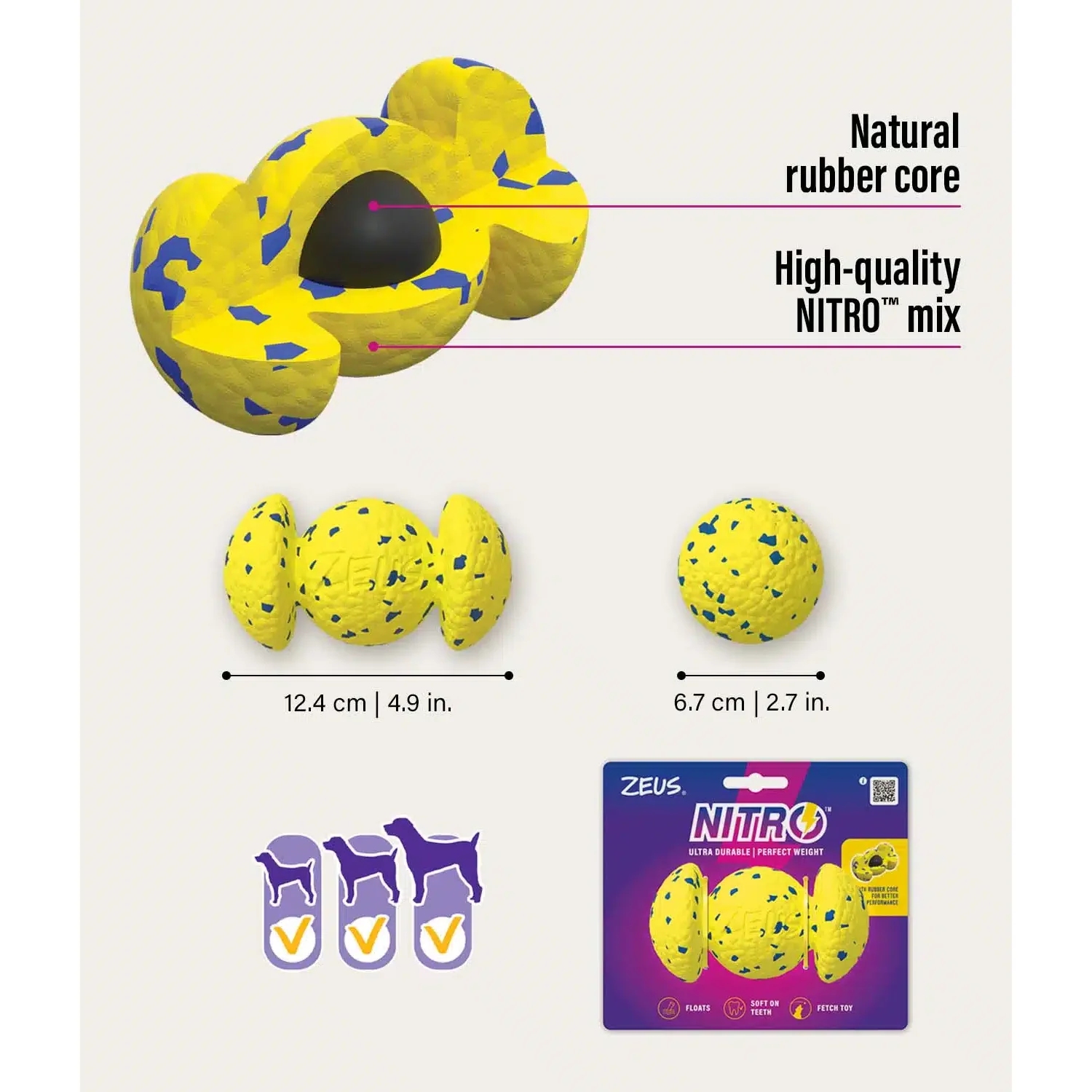 Zeus Nitro Weighted Grip Ball Dog Toy - Image 2