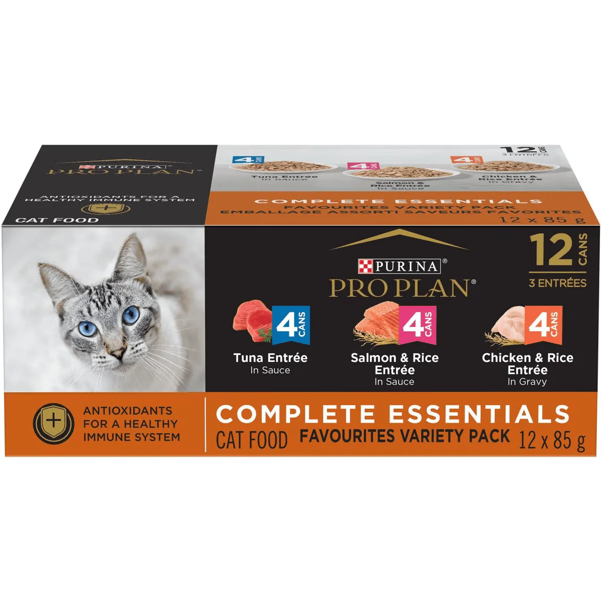 Purina Pro Plan Complete Essentials Favourites Tuna Entree, Salmon & Rice Entree, Chicken & Rice Entree Variety Pack Wet Cat Food