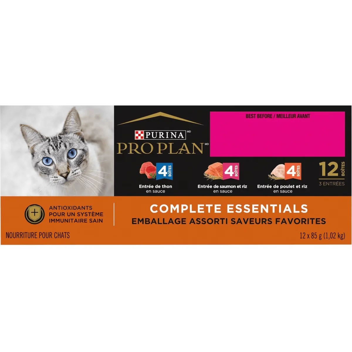 Purina Pro Plan Complete Essentials Favourites Tuna Entree, Salmon & Rice Entree, Chicken & Rice Entree Variety Pack Wet Cat Food - Image 6