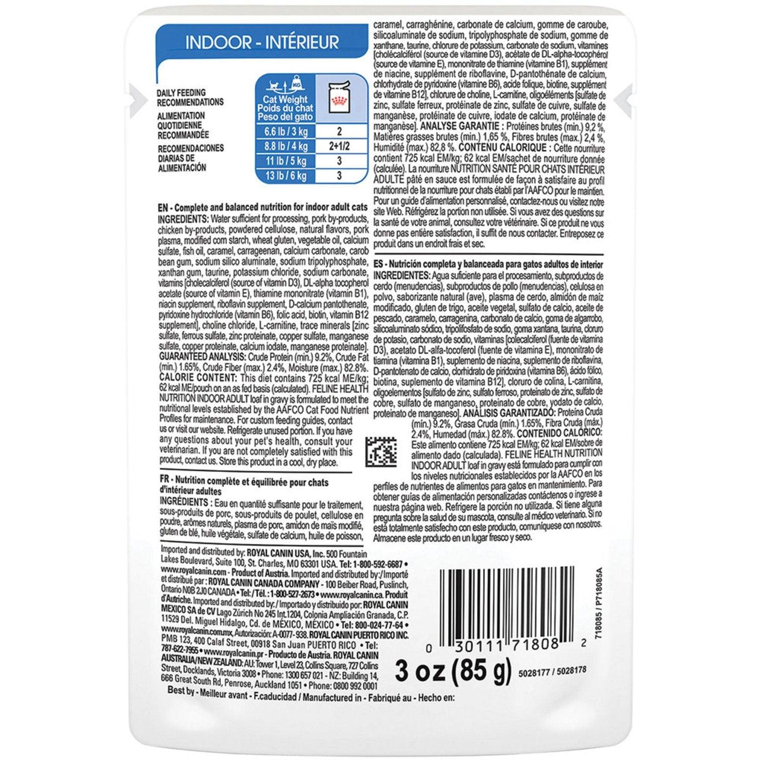 Royal Canin Wet Cat Food Pouch Indoor Loaf In Gravy - Image 2
