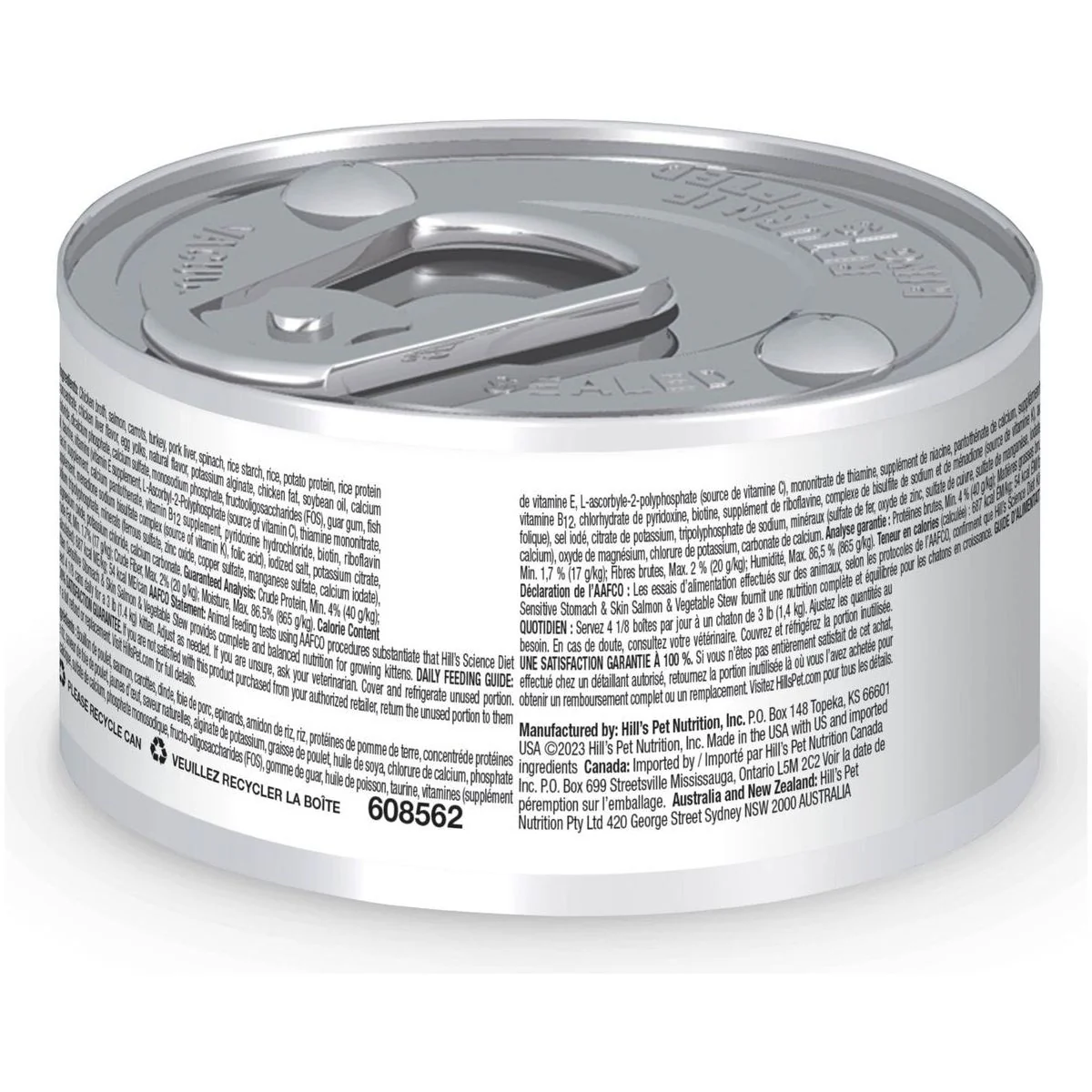 Hill's Science Diet Kitten Canned Sensitive Stomach & Skin Salmon & Vegetable Stew - Image 2