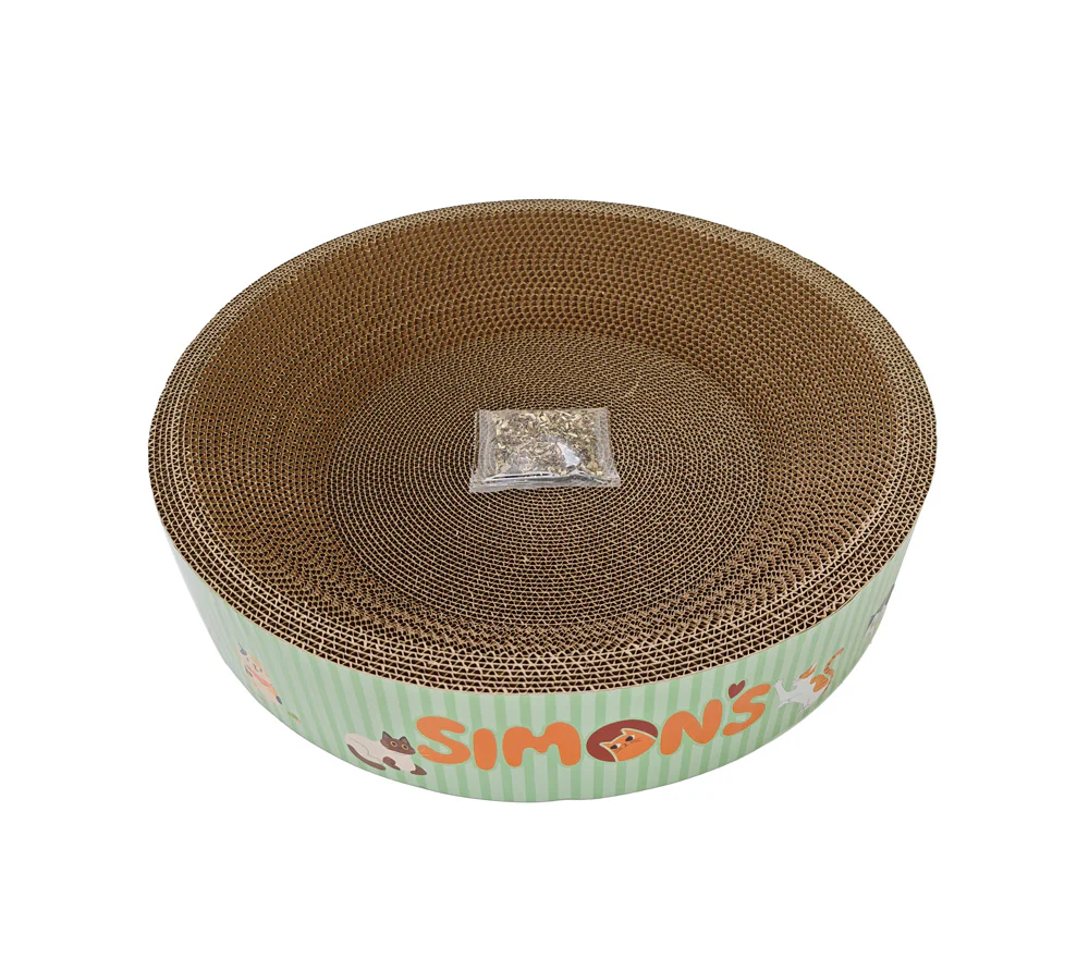 Simon’s Corrugated Cat Bed Scratcher Round with Catnip - Image 2