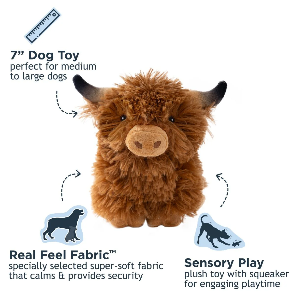 Tall Tails Plush Highland Cow Dog Toy - Image 2