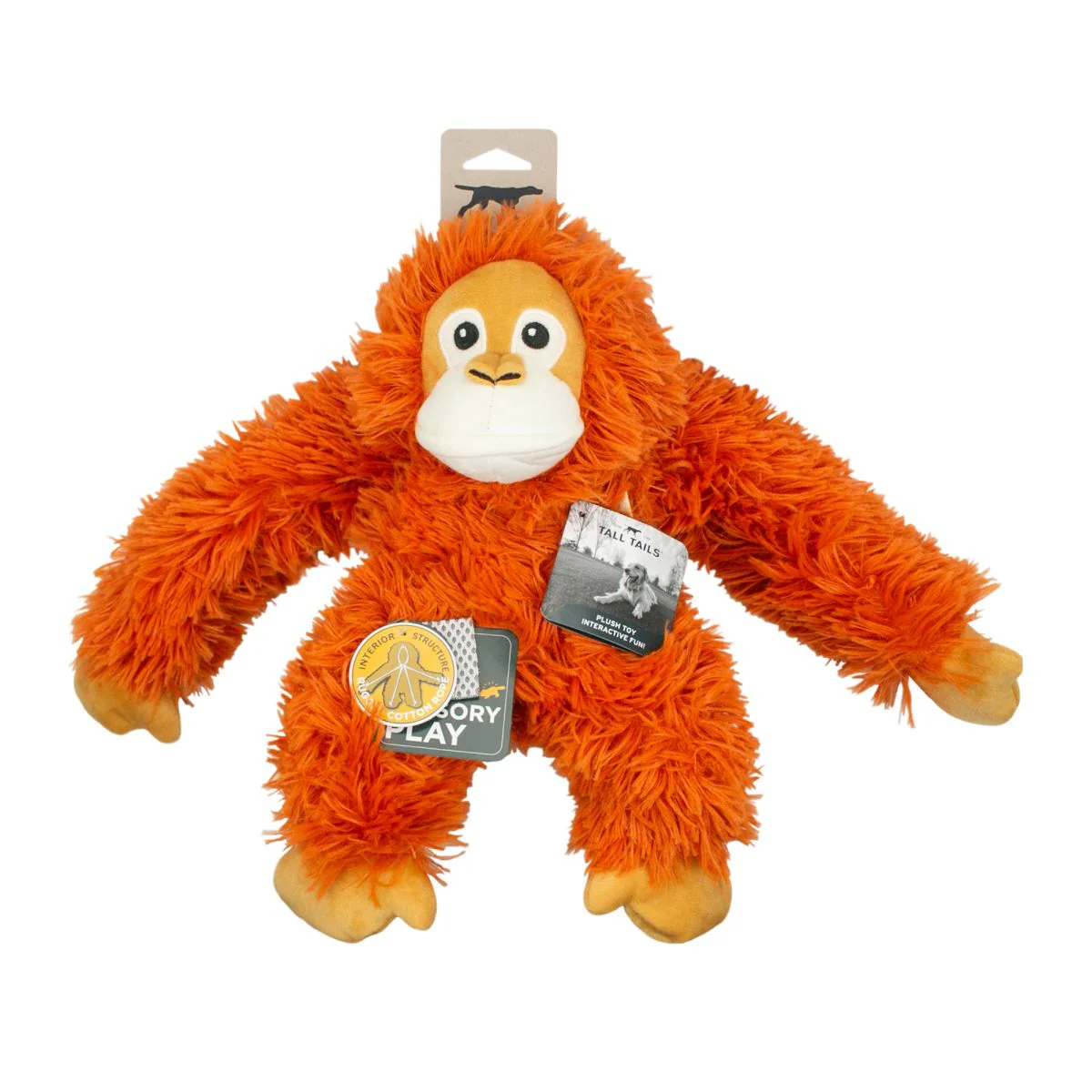 Tall Tails Plush Orangutan With Squeaker & Interior Rope Dog Toy - Image 4