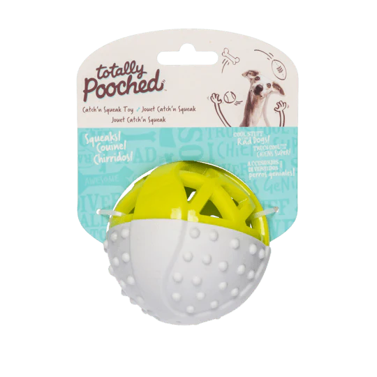 Totally Pooched Catch N Squeak Rubber Ball Green - Image 2