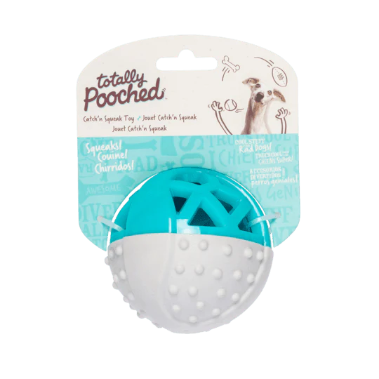 Totally Pooched Catch N Squeak Rubber Ball Teal - Image 2