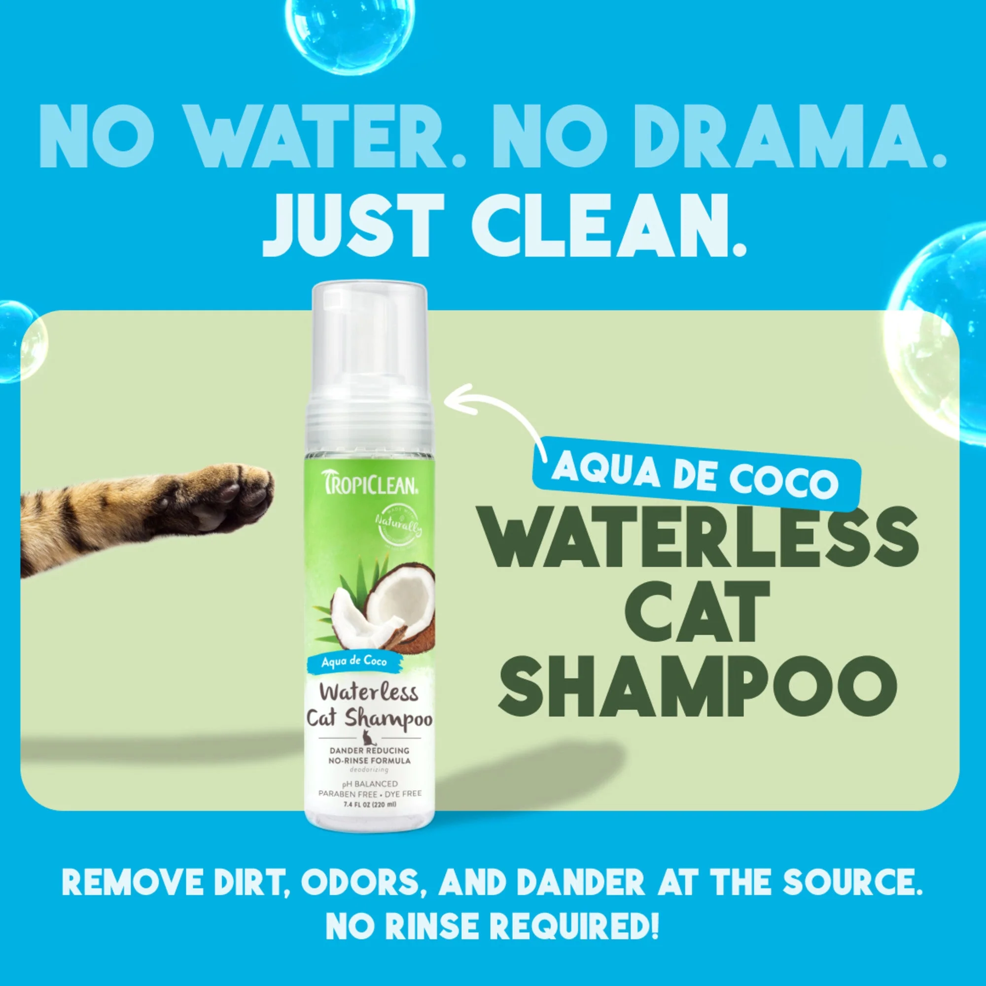 TropiClean Dander Reducing Waterless Cat Shampoo - Image 3