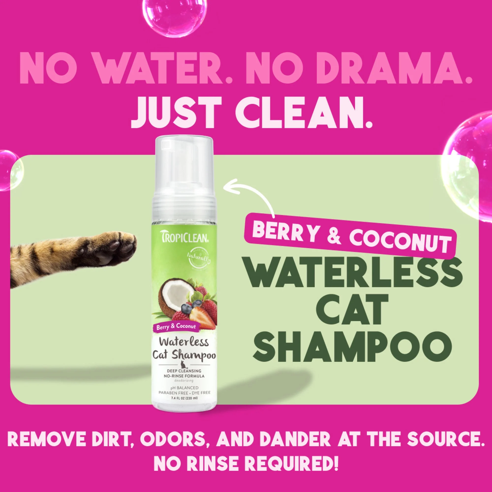 TropiClean Deep Cleansing Waterless Cat Shampoo - Image 3