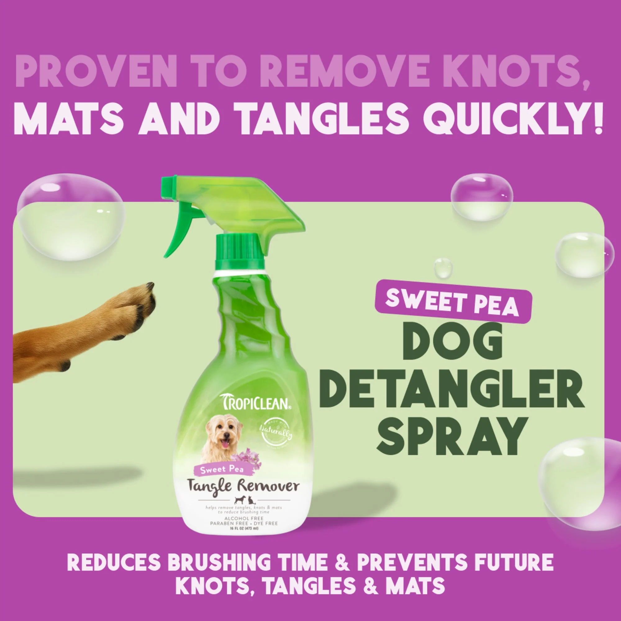TropiClean Sweet Pea Tangle Remover Spray for Pets - Image 3