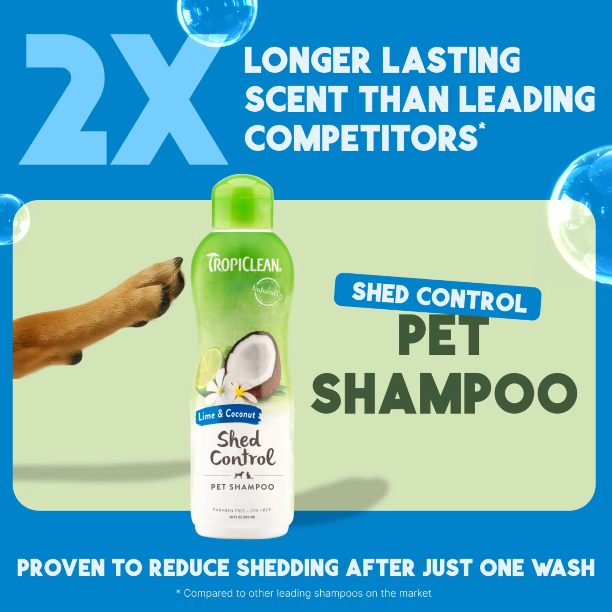 TropiClean Lime & Coconut Shed Control Shampoo for Pets - Image 3