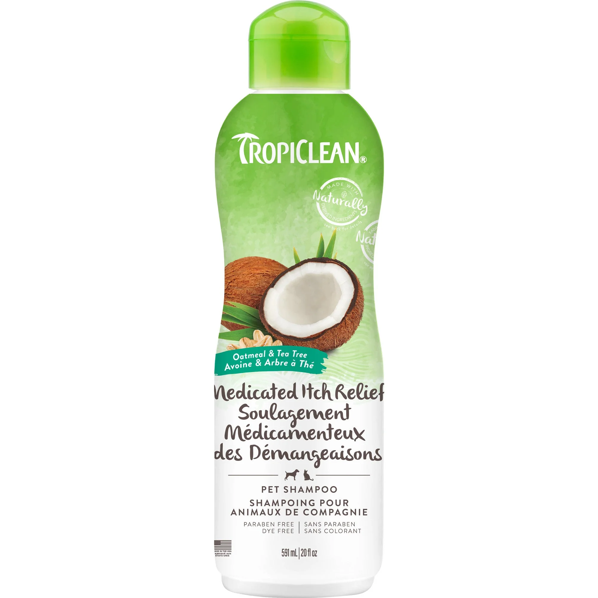 TropiClean Oatmeal & Tea Tree Medicated Itch Relief Shampoo for Pets