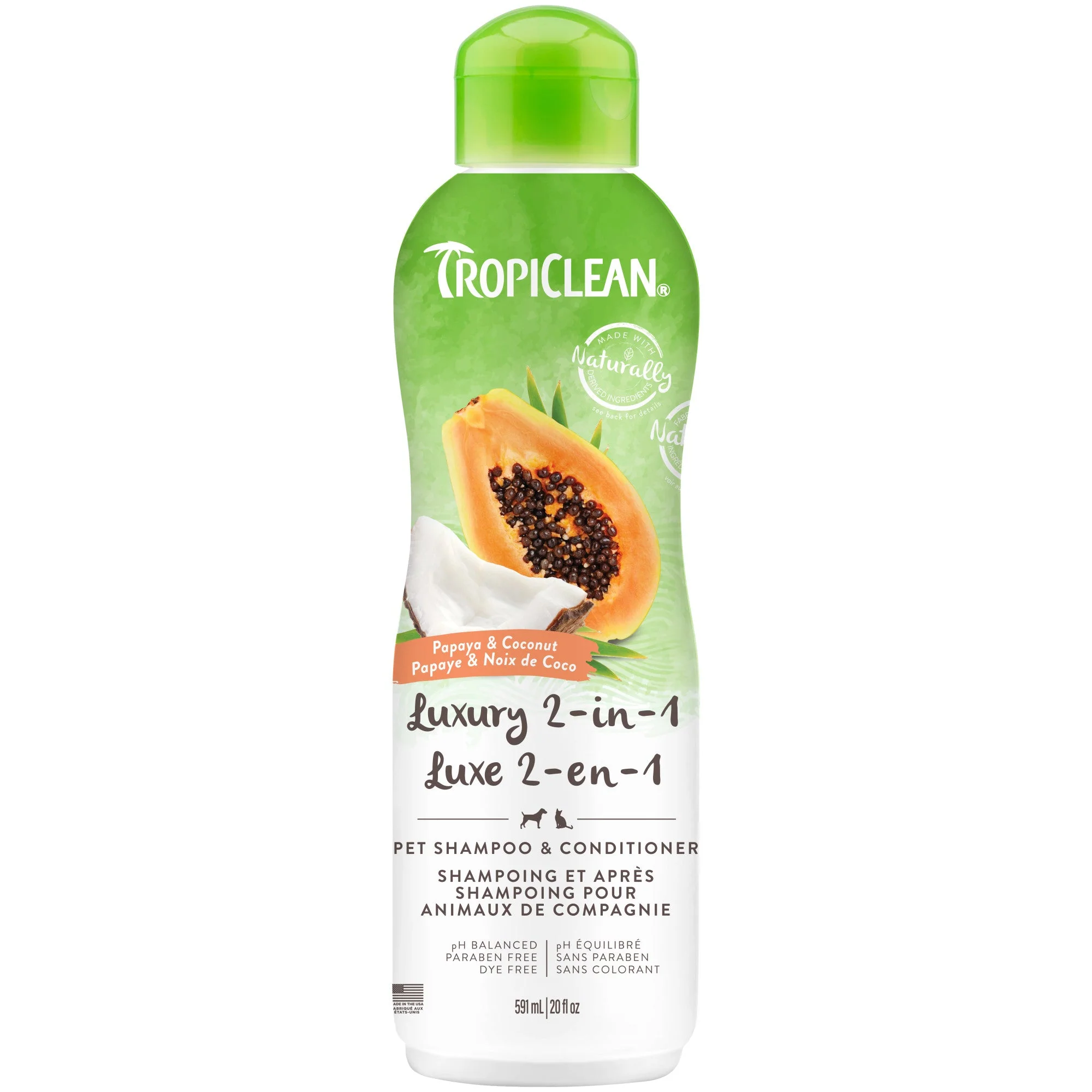 TropiClean Papaya & Coconut Luxury 2-in-1 Shampoo and Conditioner for Pets