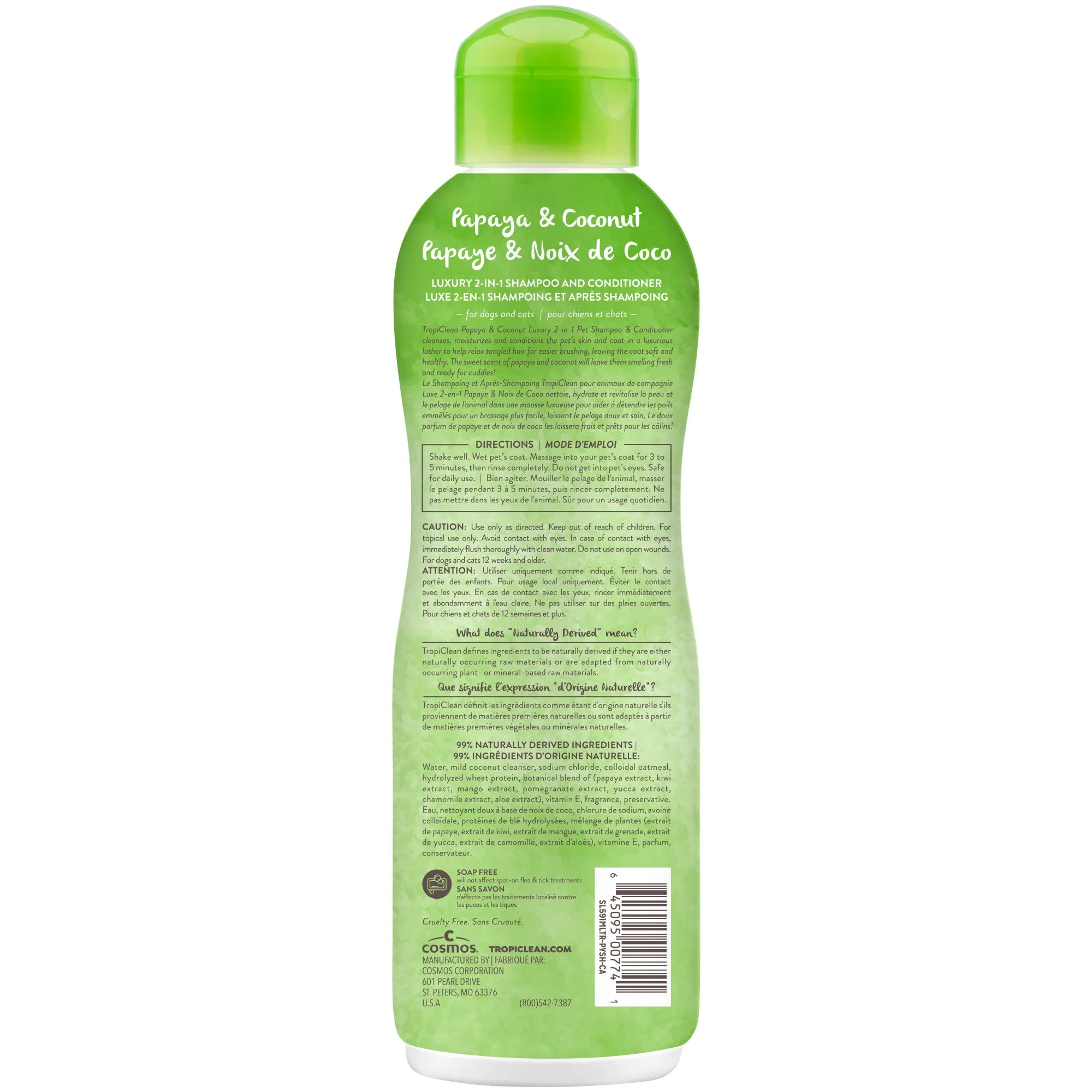 TropiClean Papaya & Coconut Luxury 2-in-1 Shampoo and Conditioner for Pets - Image 2