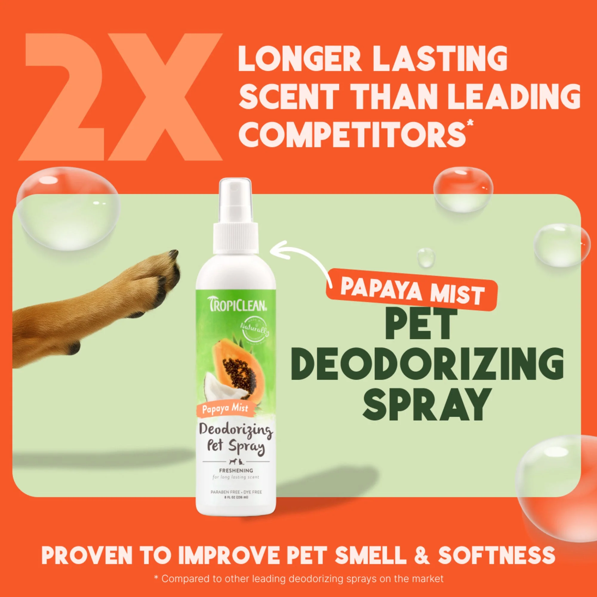 TropiClean Papaya Mist Deodorizing Spray for Pets - Image 3