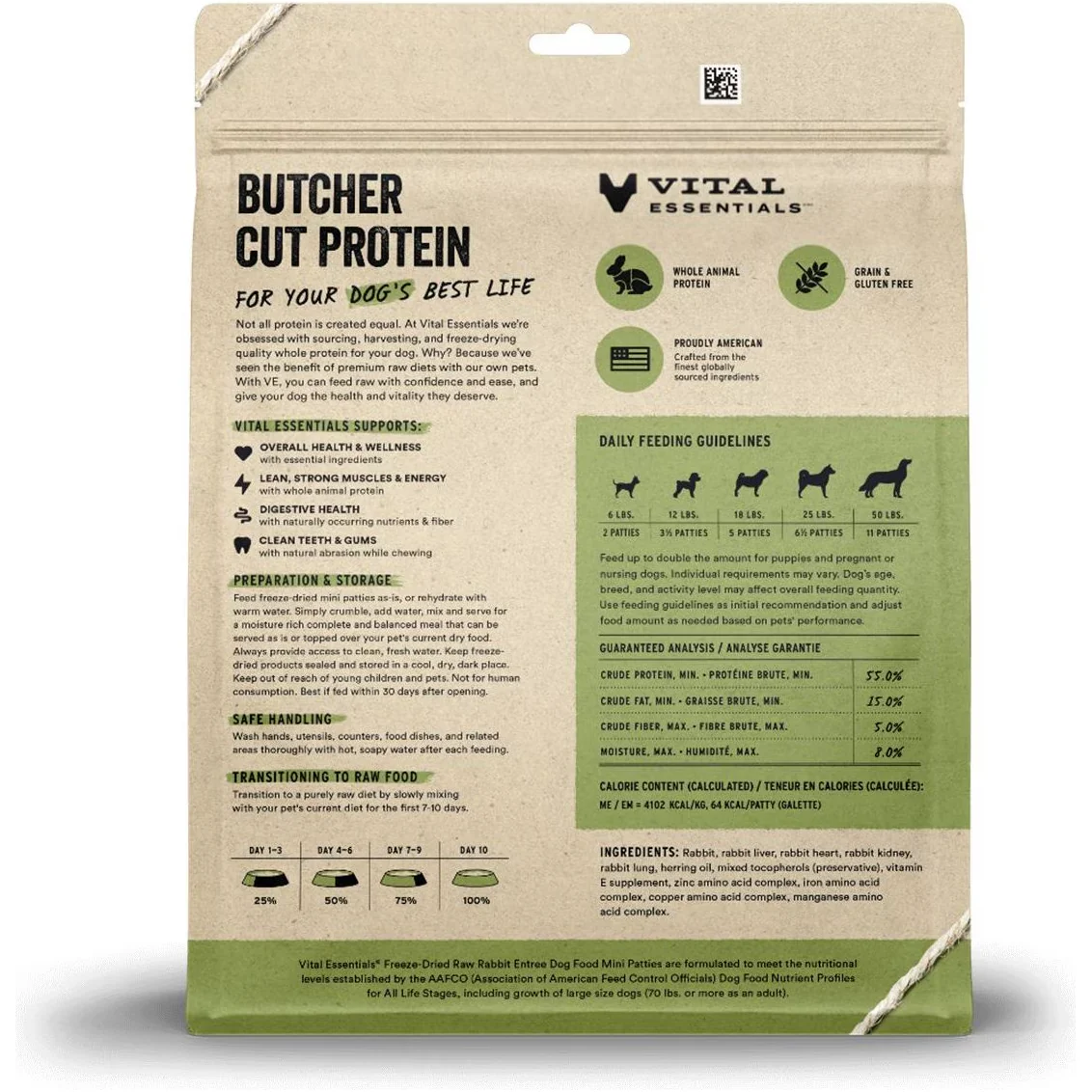 Vital Essentials Freeze Dried Raw Rabbit Mini Patties - Image 2