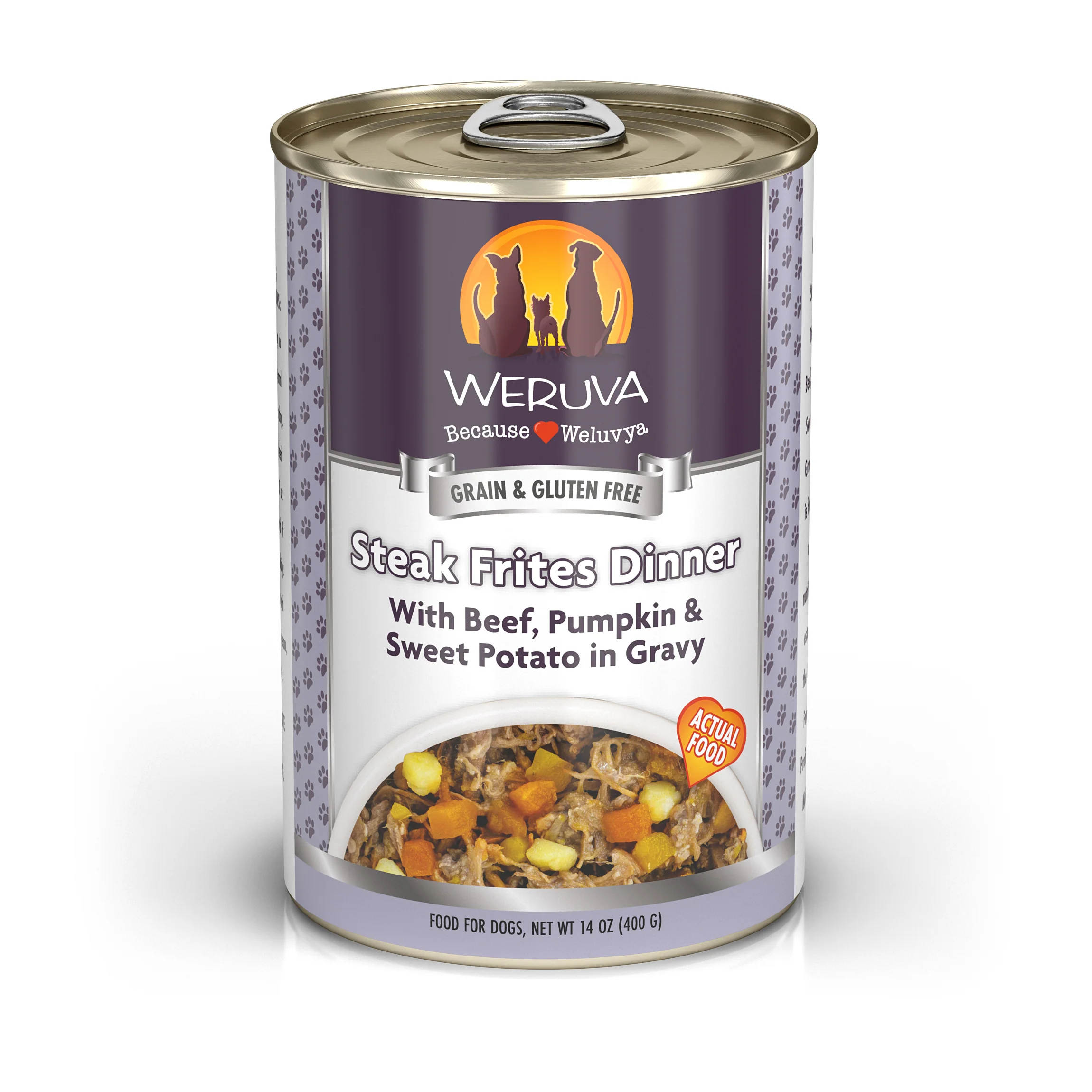 Weruva Classic Steak Frites Dinner with Beef, Pumpkin & Sweet Potatoes in Gravy Grain-Free Canned Dog Food