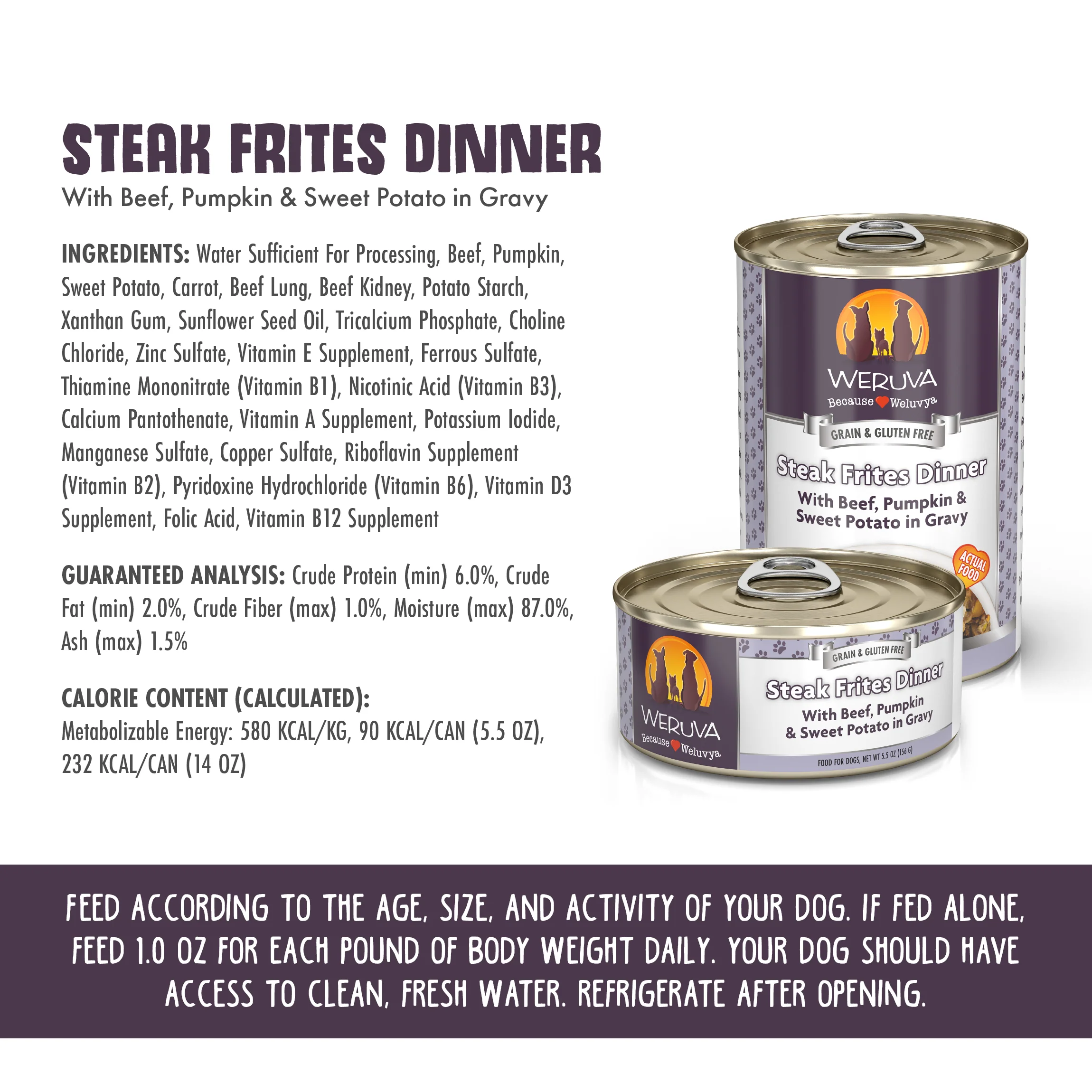 Weruva Classic Steak Frites Dinner with Beef, Pumpkin & Sweet Potatoes in Gravy Grain-Free Canned Dog Food - Image 4