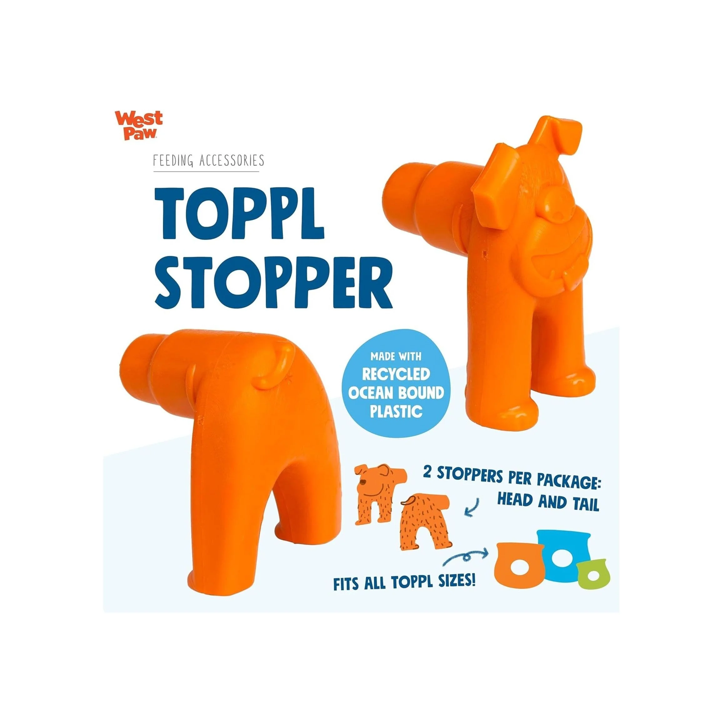 West Paw Zogoflex Toppl Stopper Tangerine 2 Pack - Image 2