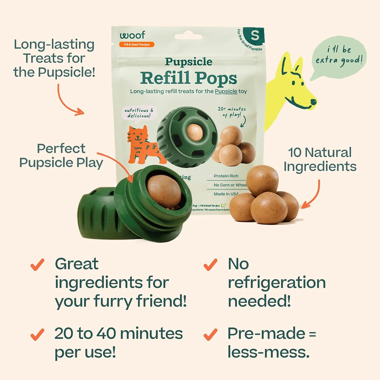 Woof Pupsicle Refill Pops Peanut Butter & Beef - Image 2